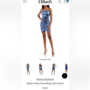 Blue Faux Wrap Satin dress